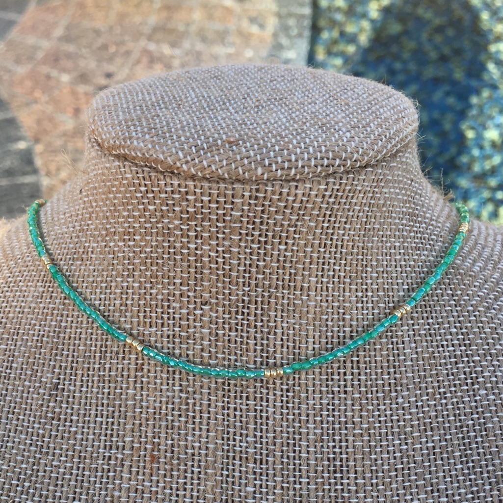 Sea Green And Gold Pattern Choker